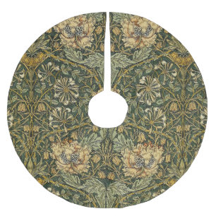 William Morris Honeysuckle Green Floral Brushed Polyester Tree Skirt