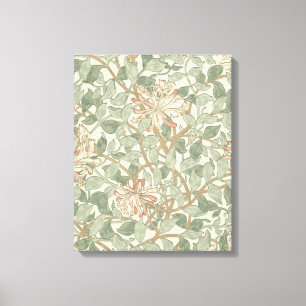 William Morris Honeysuckle Green Floral Canvas Print