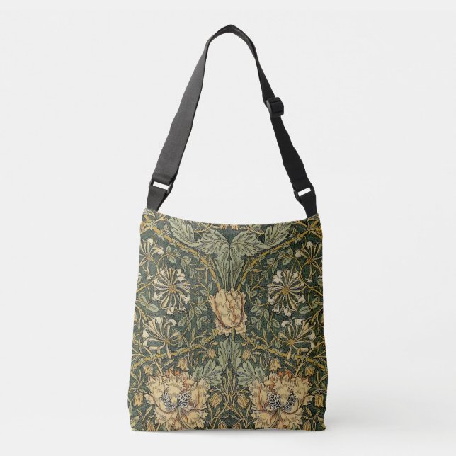 William Morris Honeysuckle Green Floral Crossbody Bag (Front)