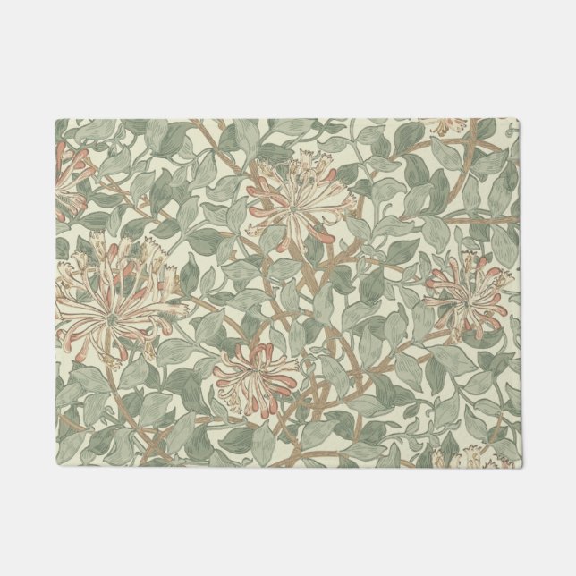 William Morris Honeysuckle Green Floral Doormat (Front)