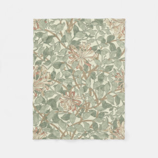 William Morris Honeysuckle Green Floral Fleece Blanket