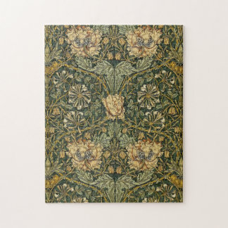 William Morris Honeysuckle Green Floral Jigsaw Puzzle