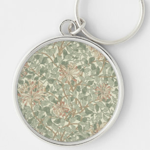 William Morris Honeysuckle Green Floral Keychain