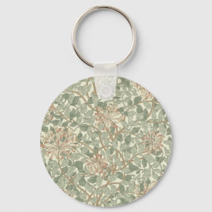 William Morris Honeysuckle Green Floral Keychain