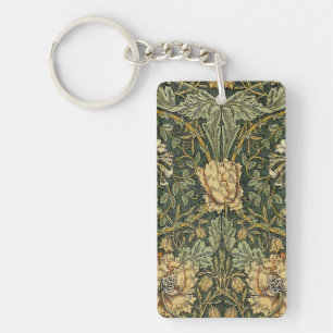 William Morris Honeysuckle Green Floral Keychain