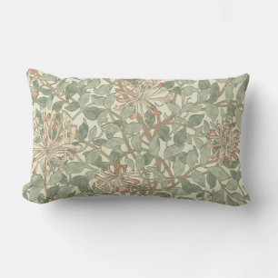 William Morris Honeysuckle Green Floral Lumbar Pillow