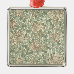 William Morris Honeysuckle Green Floral Metal Ornament
