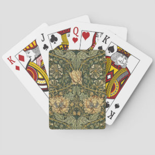 William Morris Honeysuckle Green Floral Playing Cards
