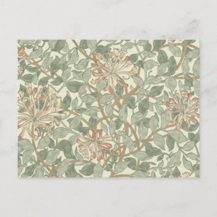 William Morris Honeysuckle Green Floral Postcard