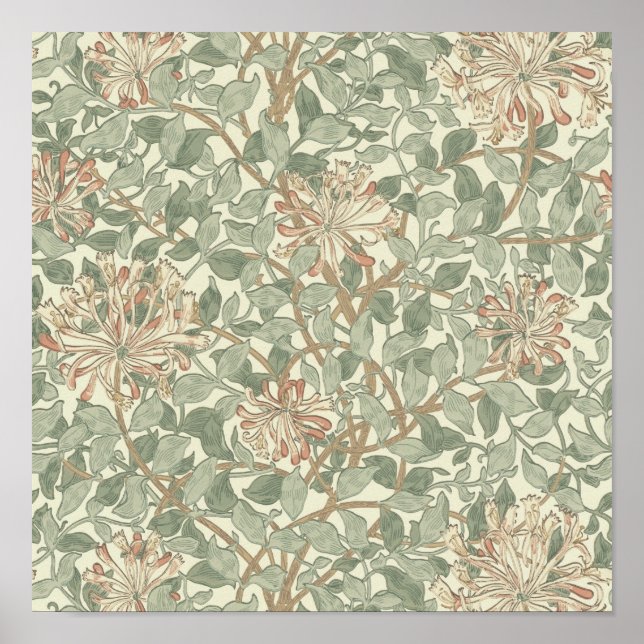 William Morris Honeysuckle Green Floral Poster (Front)