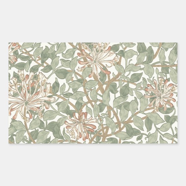 William Morris Honeysuckle Green Floral Sticker (Front)