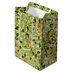 William Morris Honeysuckle Green Flowers Medium Gift Bag
