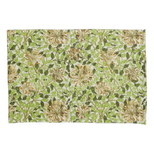 William Morris Honeysuckle Green Flowers Pillowcase