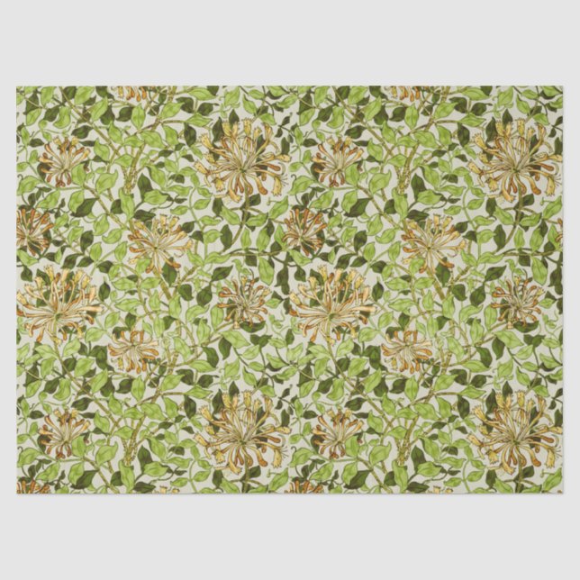 William Morris Honeysuckle Green Flowers Tissue Paper (Front)