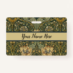 William Morris Honeysuckle Green Yellow  Badge