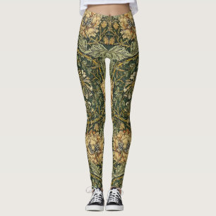William Morris Honeysuckle Green Yellow  Leggings