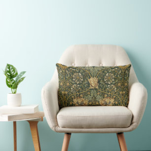 William Morris Honeysuckle Green Yellow  Lumbar Pillow