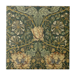 William Morris Honeysuckle Green Yellow  Tile