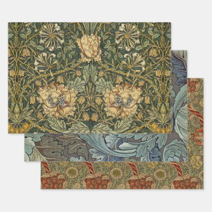 William Morris Honeysuckle Green Yellow Wrapping Paper Sheet