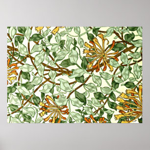 William Morris - Honeysuckle in Green and Gold Poster