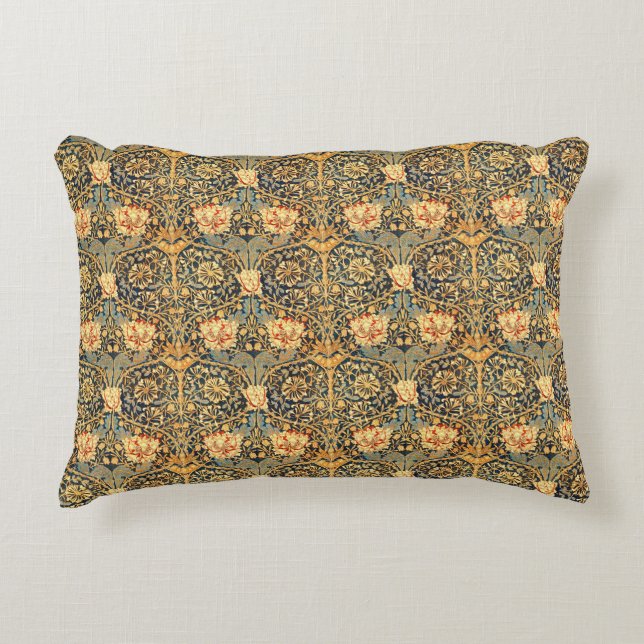 William Morris Honeysuckle Pattern Accent Pillow (Front)