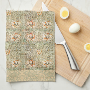 William * Morris Honeysuckle Peach Green   Kitchen Towel