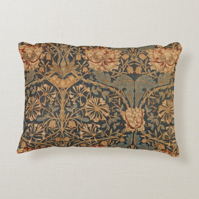 William Morris Honeysuckle Rich Wallpaper Accent Pillow (Back)