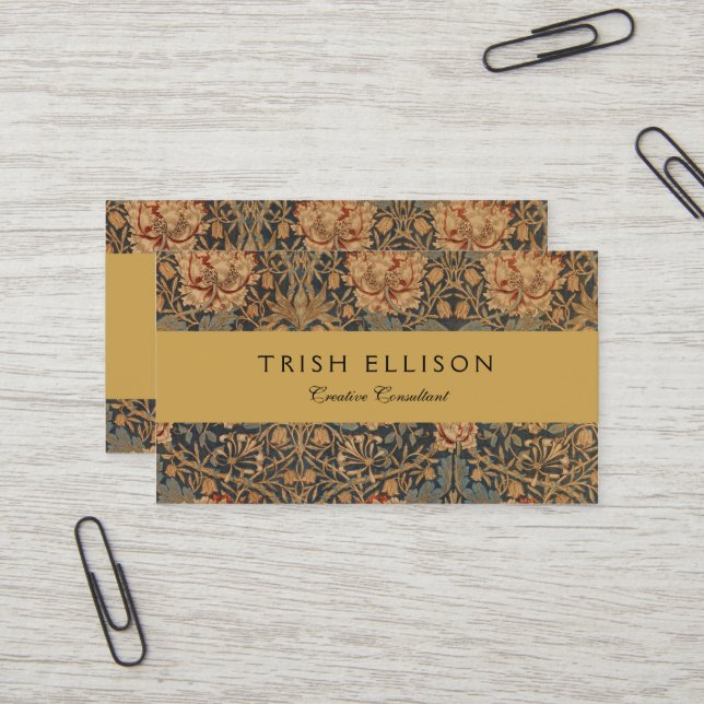 William Morris Honeysuckle Rich Wallpaper Business Card (Front/Back In Situ)