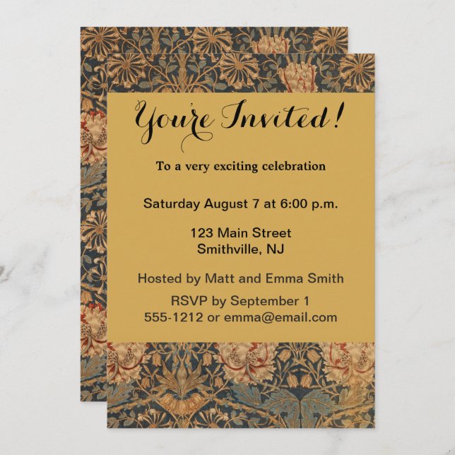 William Morris Honeysuckle Rich Wallpaper Invitation (Front/Back)