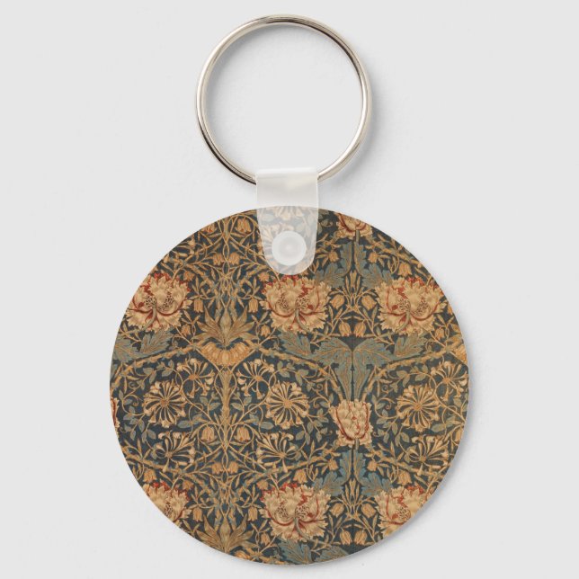 William Morris Honeysuckle Rich Wallpaper Keychain (Front)