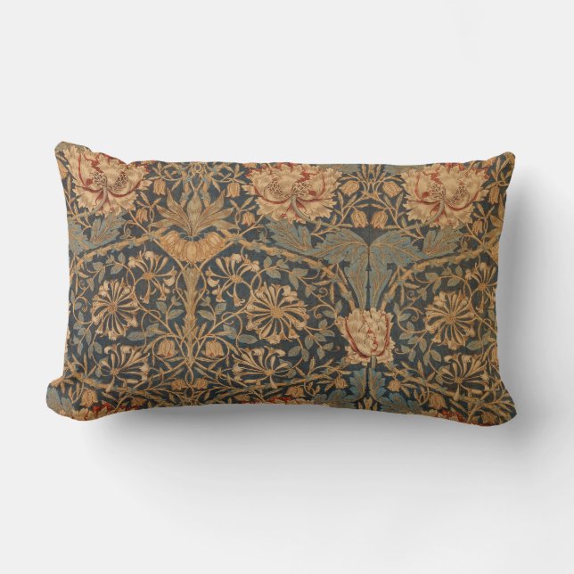 William Morris Honeysuckle Rich Wallpaper Lumbar Pillow (Front)