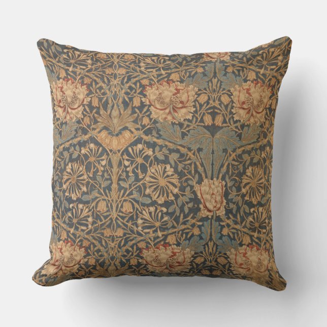 William Morris Honeysuckle Rich Wallpaper Outdoor Pillow (Front)
