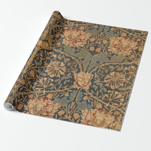 William Morris Honeysuckle Rich Wallpaper Wrapping Paper (Unrolled)
