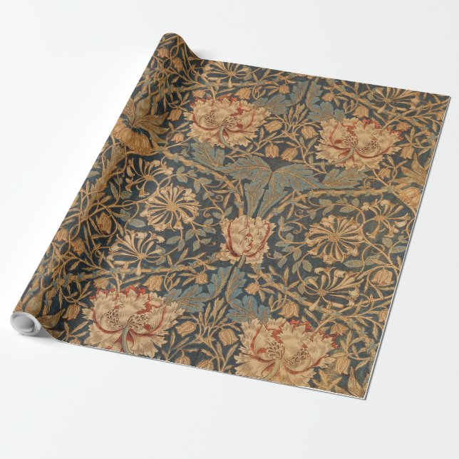 William Morris Honeysuckle Rich Wallpaper Wrapping Paper (Unrolled)