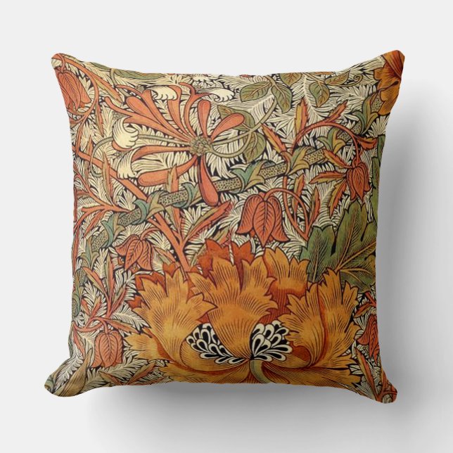 William Morris Honeysuckle Throw Pillow (Front)