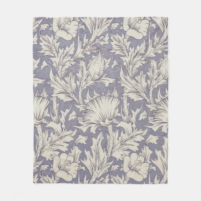William Morris Horn Poppy Classic Floral Fleece Blanket (Front)