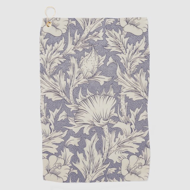 William Morris Horn Poppy Classic Floral Golf Towel (Front)