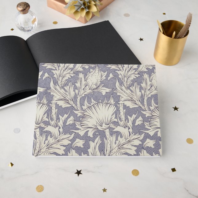 William Morris Horn Poppy Classic Floral Guest Book (Front Open)