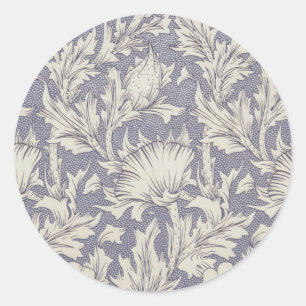 William Morris Horn Poppy Classic Floral Round Sticker