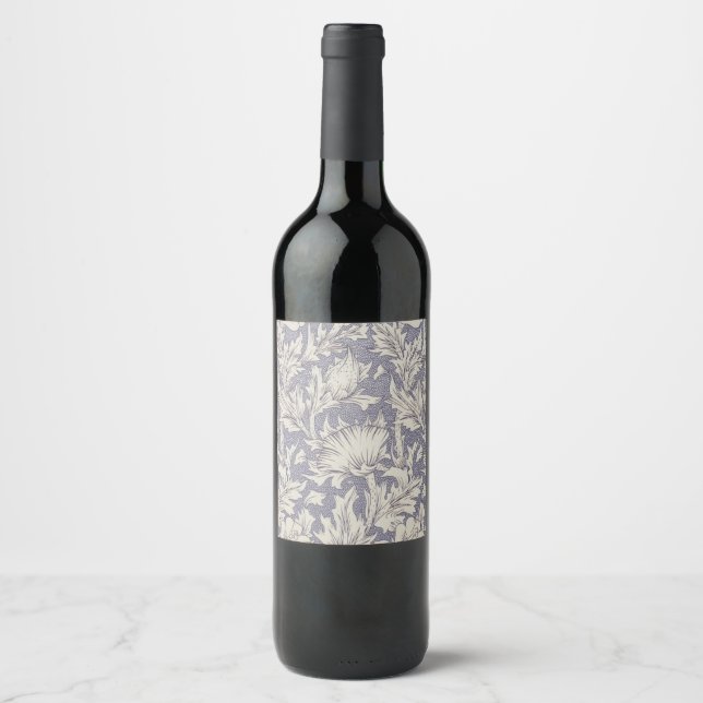 William Morris Horn Poppy Classic Floral Wine Label (Front)