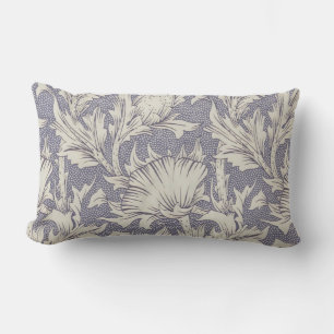 William Morris Horn Poppy Wallpaper Print: Vintage Lumbar Pillow