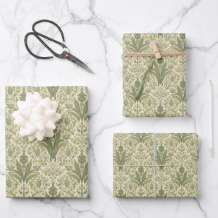 William Morris Hyacinth Floral sage green Pattern Wrapping Paper Sheet