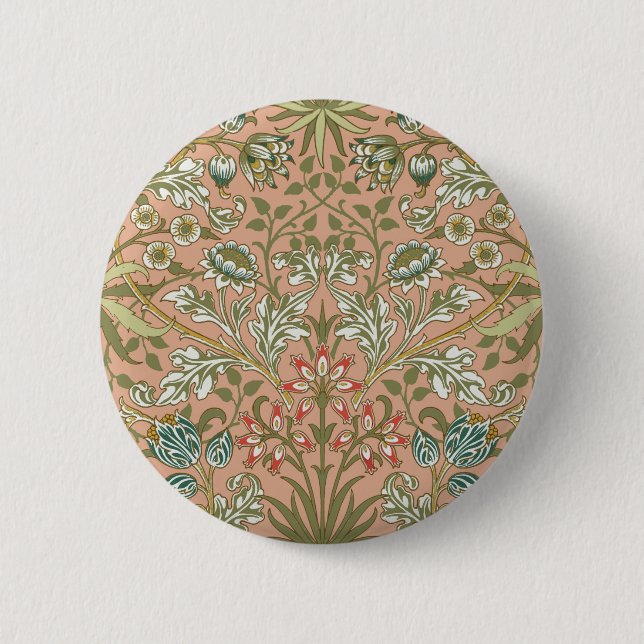 William Morris Hyacinth Flower Rose Art 2 Inch Round Button (Front)