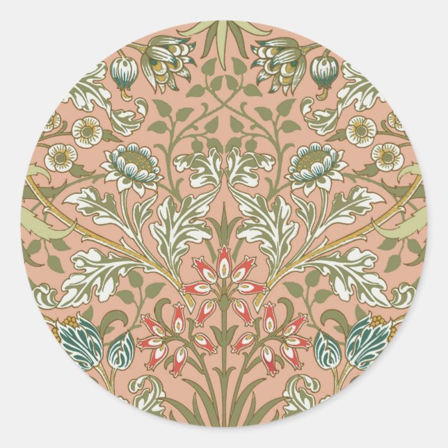 William Morris Hyacinth Flower Rose Art Classic Round Sticker (Front)