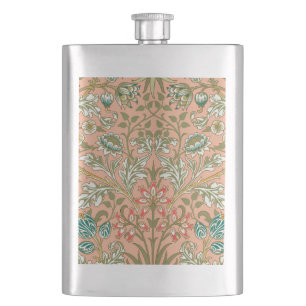 William Morris Hyacinth Flower Rose Art Hip Flask