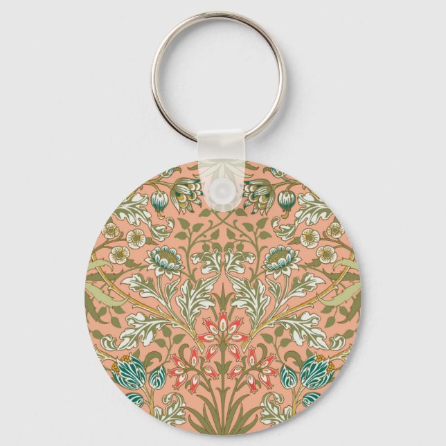William Morris Hyacinth Flower Rose Art Keychain (Front)