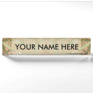 William Morris Hyacinth Flower Rose Art Nameplate