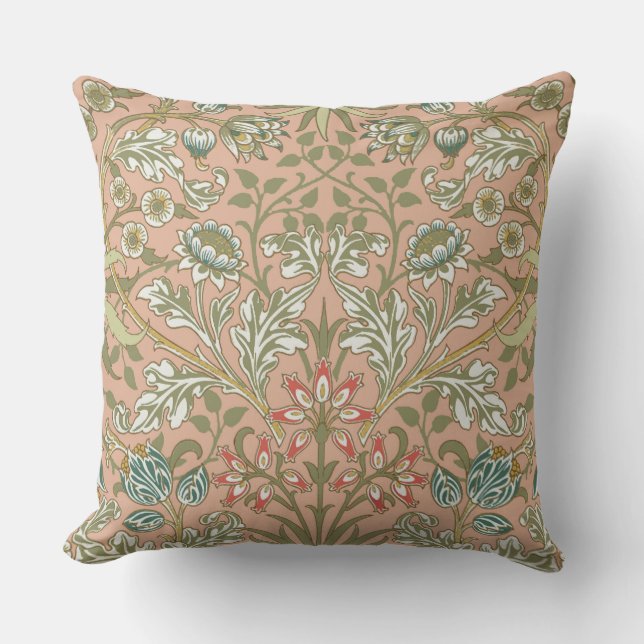 William Morris Hyacinth Flower Rose Art Outdoor Pillow (Front)