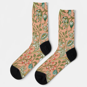 William Morris Hyacinth Flower Rose Art Pattern Socks