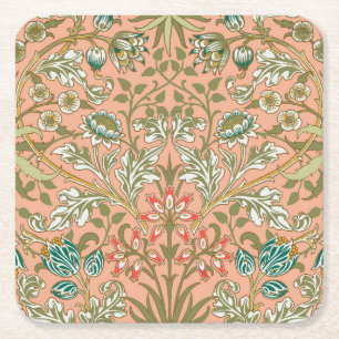 William Morris Hyacinth Flower Rose Art Pattern Square Paper Coaster